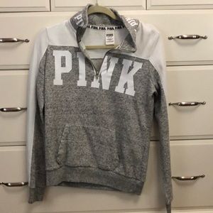 pink quarter zip up